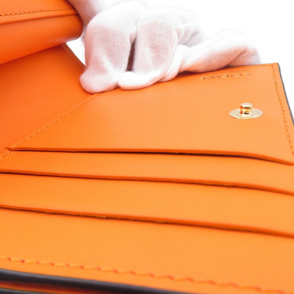 ロエベ 二つ折り財布 ノット コンパクトウォレット シャイニーナパカーフレザー CEM1NCWX01 LOEWE 財布 バイカラー 黒