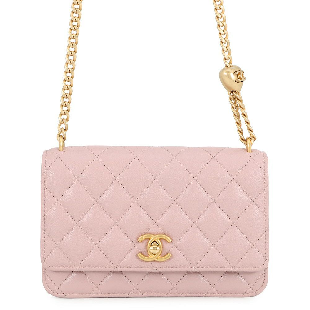 シャネル チェーンウォレット マトラッセ ココマーク ハートチェーン キャビアスキン AP3201 CHANEL