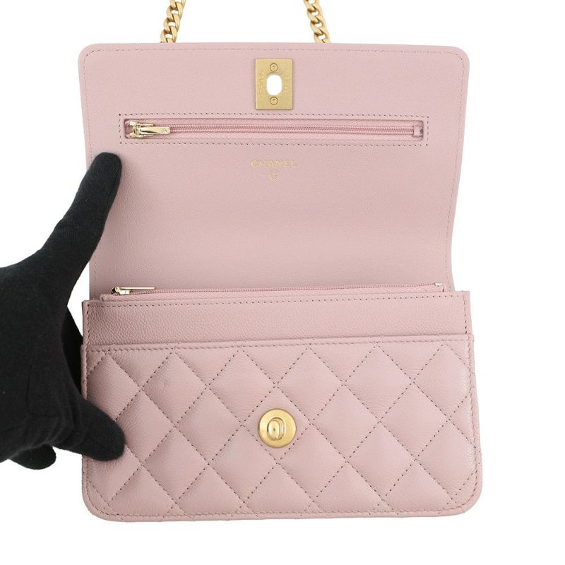 シャネル チェーンウォレット マトラッセ ココマーク ハートチェーン キャビアスキン AP3201 CHANEL