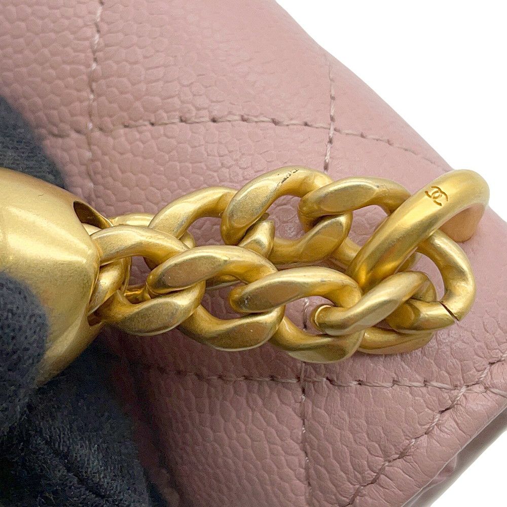 シャネル チェーンウォレット マトラッセ ココマーク ハートチェーン キャビアスキン AP3201 CHANEL