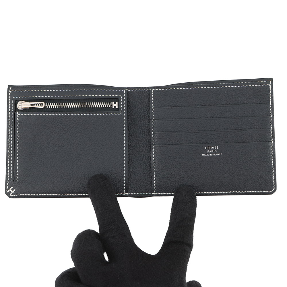 エルメス 二つ折り財布 セリエ コンパクト Sellier H グリミスティ/シルバー金具 エバーカラー W刻印