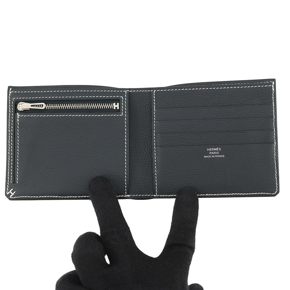 エルメス 二つ折り財布 セリエ コンパクト Sellier H グリミスティ/シルバー金具 エバーカラー W刻印