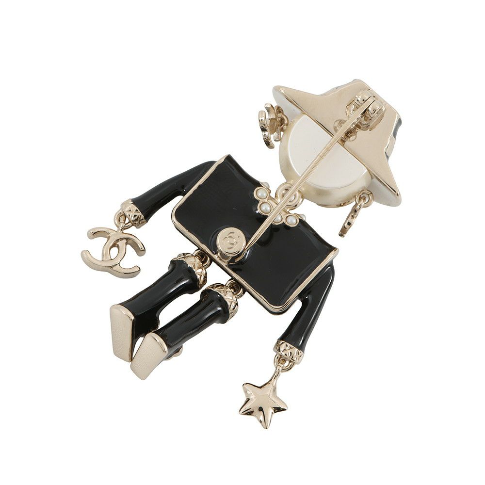 シャネル ブローチ 人形モチーフ フェイクパール ココマーク ABG223 CHANEL アクセサリー 黒