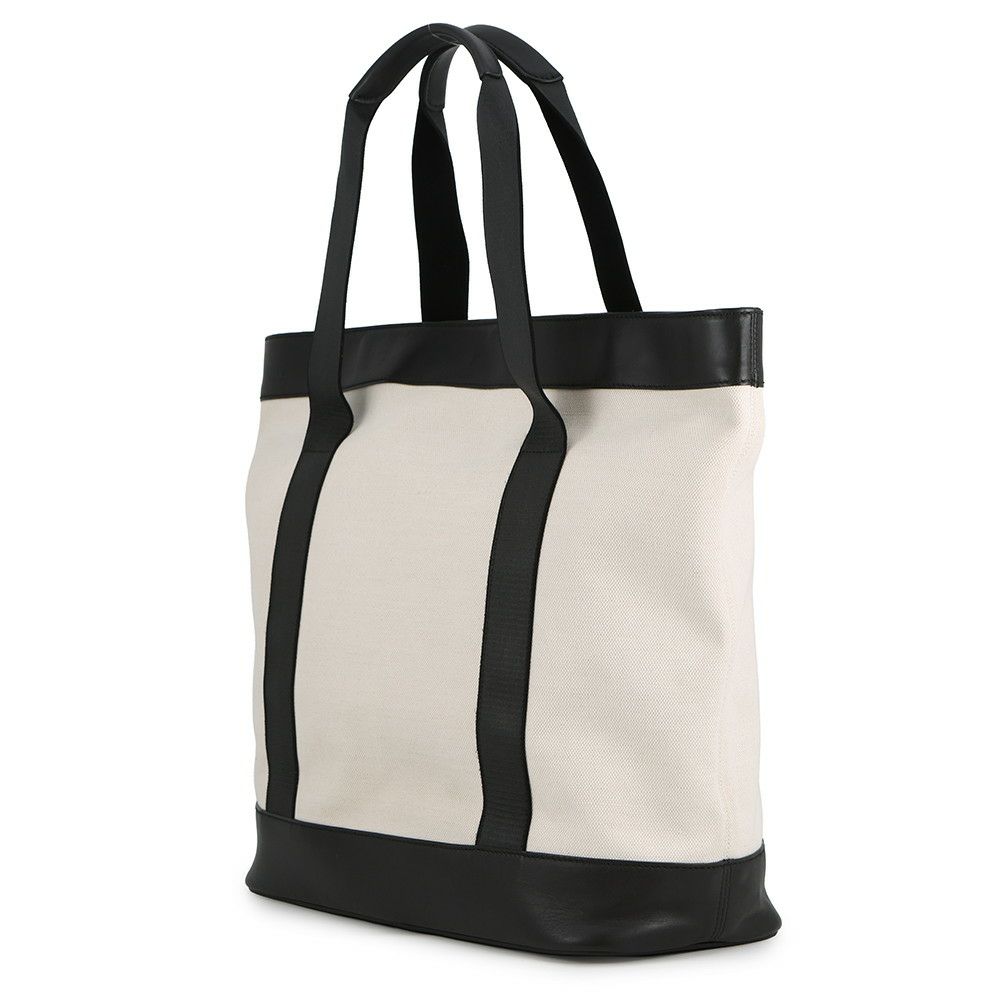 バレンシアガ トートバッグ ネイビートート レザー/キャンバス 374767 BALENCIAGA 黒 白