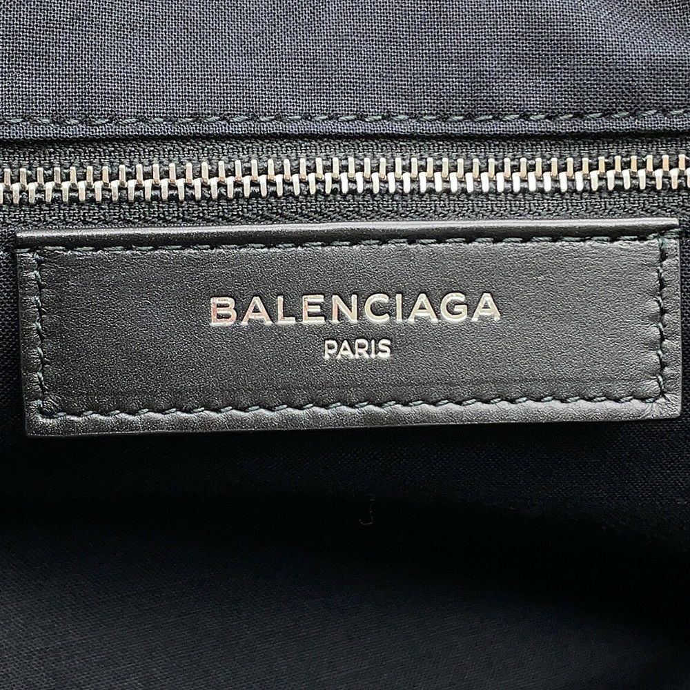 バレンシアガ トートバッグ ネイビートート レザー/キャンバス 374767 BALENCIAGA 黒 白