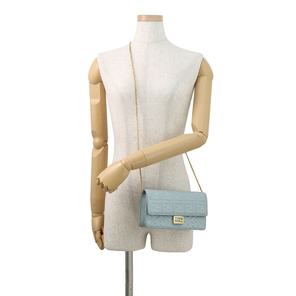 フェンディ チェーンショルダーバッグ バゲット ズッカ柄 レザー 8M0498 FENDI  ワンショルダー ウォレット 3ｗay