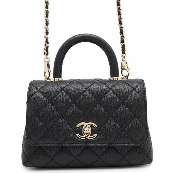 シャネル ハンドバッグ ココマーク トップハンドル ミニ フラップ キャビアスキン AS2215 CHANEL 2wayショルダー 黒 |  中古・新品ブランド販売ギャラリーレア公式通販