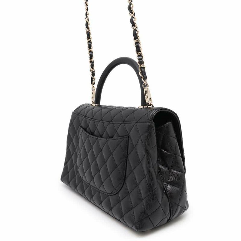 シャネル ハンドバッグ マトラッセ ココマーク ハンドル フラップ キャビアスキン A92991 2way 黒