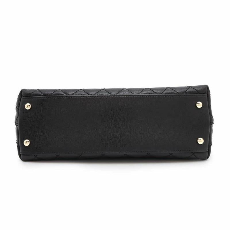 シャネル ハンドバッグ マトラッセ ココマーク ハンドル フラップ キャビアスキン A92991 2way 黒