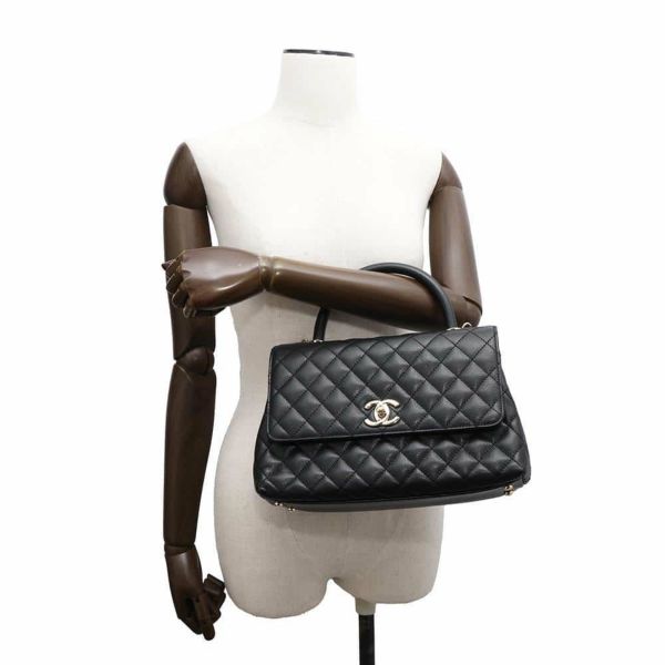 シャネル ハンドバッグ マトラッセ ココマーク ハンドル フラップ キャビアスキン A92991 2way 黒