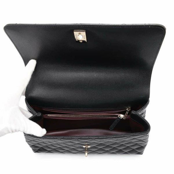 シャネル ハンドバッグ マトラッセ ココマーク ハンドル フラップ キャビアスキン A92991 2way 黒