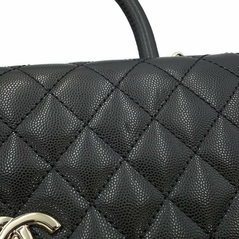 シャネル ハンドバッグ マトラッセ ココマーク ハンドル フラップ キャビアスキン A92991 2way 黒