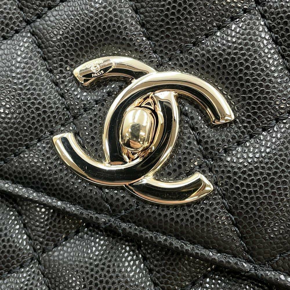 シャネル ハンドバッグ マトラッセ ココマーク ハンドル フラップ キャビアスキン A92991 2way 黒