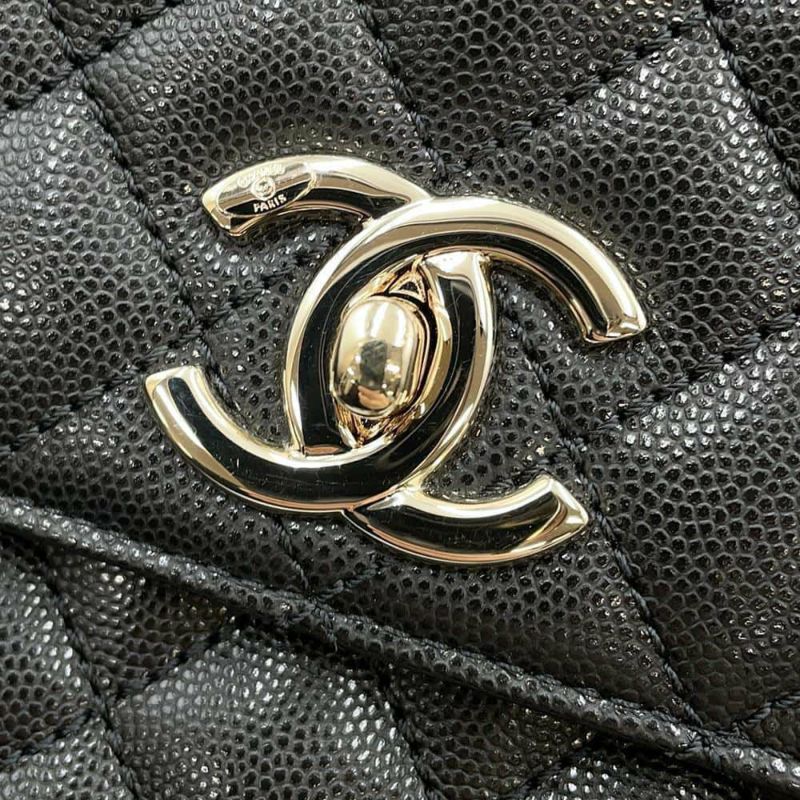 シャネル ハンドバッグ マトラッセ ココマーク ハンドル フラップ キャビアスキン A92991 2way 黒