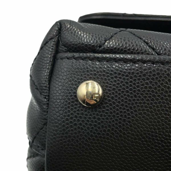 シャネル ハンドバッグ マトラッセ ココマーク ハンドル フラップ キャビアスキン A92991 2way 黒