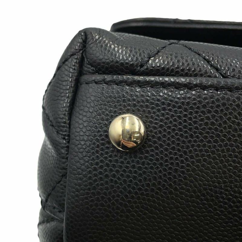 シャネル ハンドバッグ マトラッセ ココマーク ハンドル フラップ キャビアスキン A92991 2way 黒