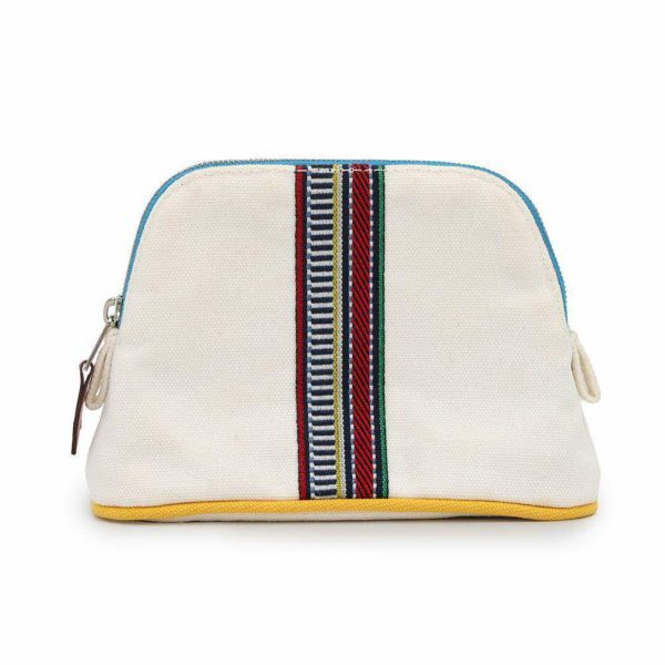 エルメス ポーチ BOLIDE RUBAN CANNELLE ミニ キャンバス HERMES 小物入れ 化粧ポーチ 白