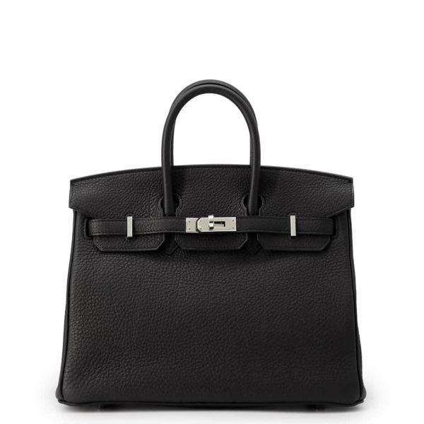 エルメス バーキン25 ブラック/シルバー金具 トゴ W刻印 HERMES Birkin ハンドバッグ 黒