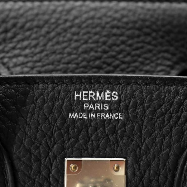 エルメス バーキン25 ブラック/シルバー金具 トゴ W刻印 HERMES Birkin ハンドバッグ 黒