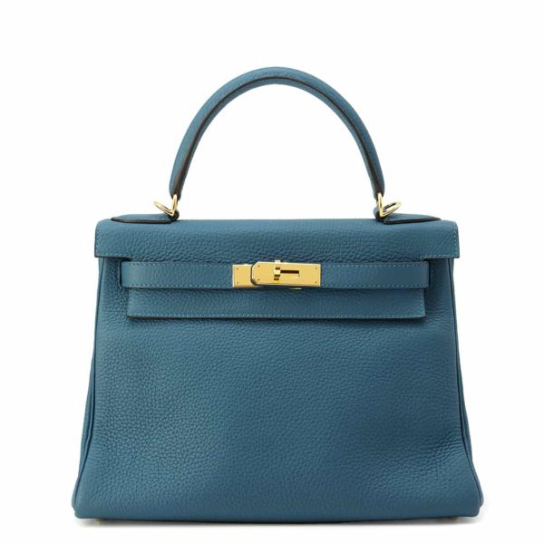 エルメス ハンドバッグ ケリー28 内縫い ヴェールボスフォール/ゴールド金具 トゴ D刻印 HERMES Kelly 2wayバッグ