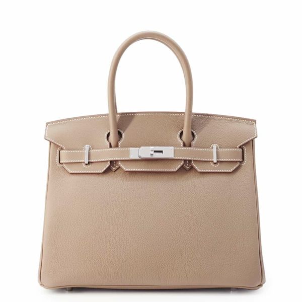 エルメス バーキン30 エトゥープ/シルバー金具 トゴ W刻印 HERMES Birkin ハンドバッグ