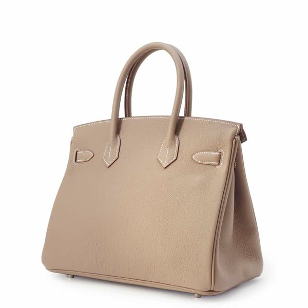 エルメス バーキン30 エトゥープ/シルバー金具 トゴ W刻印 HERMES Birkin ハンドバッグ