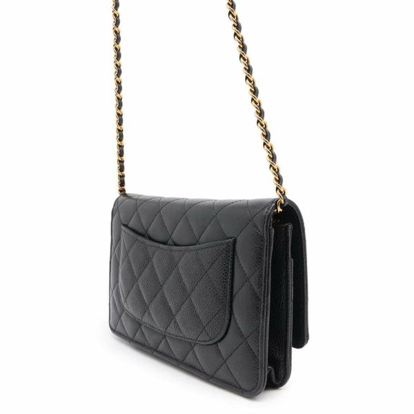 シャネル チェーンウォレット クラシック マトラッセ ココマーク キャビアスキン AP0250 CHANEL 財布 黒