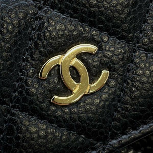 シャネル チェーンウォレット クラシック マトラッセ ココマーク キャビアスキン AP0250 CHANEL 財布 黒