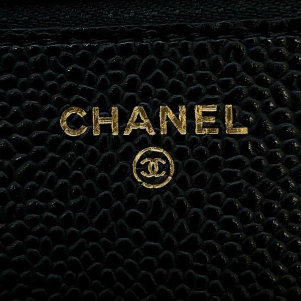 シャネル チェーンウォレット クラシック マトラッセ ココマーク キャビアスキン AP0250 CHANEL 財布 黒