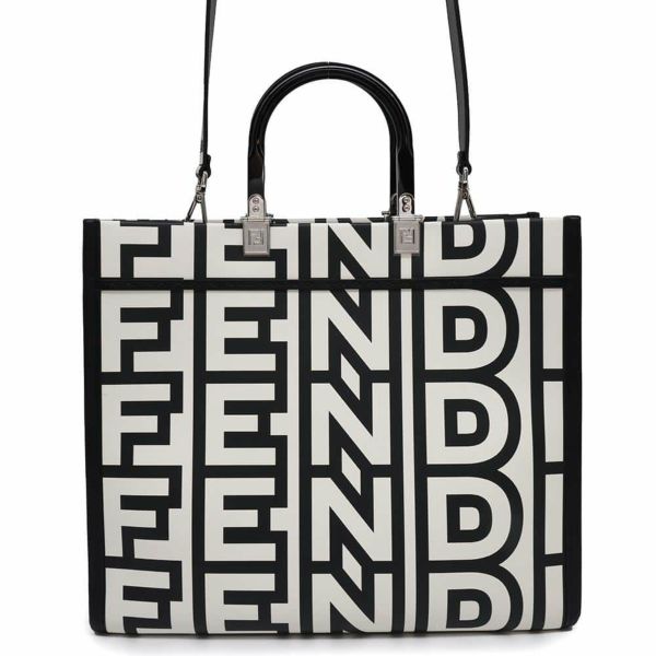 フェンディ トートバッグ サンシャイン ミディアム マークジェイコブス コラボ レザー 8BH386 FENDI 2way 白 黒