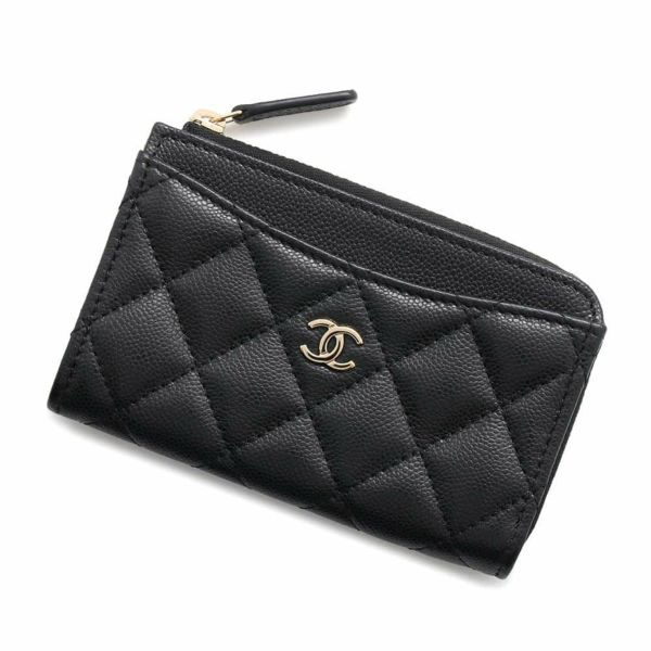 CHANEL(シャネル) コインケース マトラッセ 黒 ラウンド