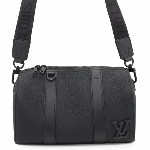 ルイヴィトン ショルダーバッグ グレインカーフレザー LV アエログラム シティ・キーポル M59255 ブラック 黒