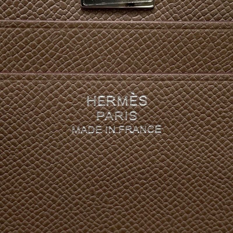 エルメス カードケース メドール エトゥープ/シルバー金具 シェブルシャムキラ B刻印