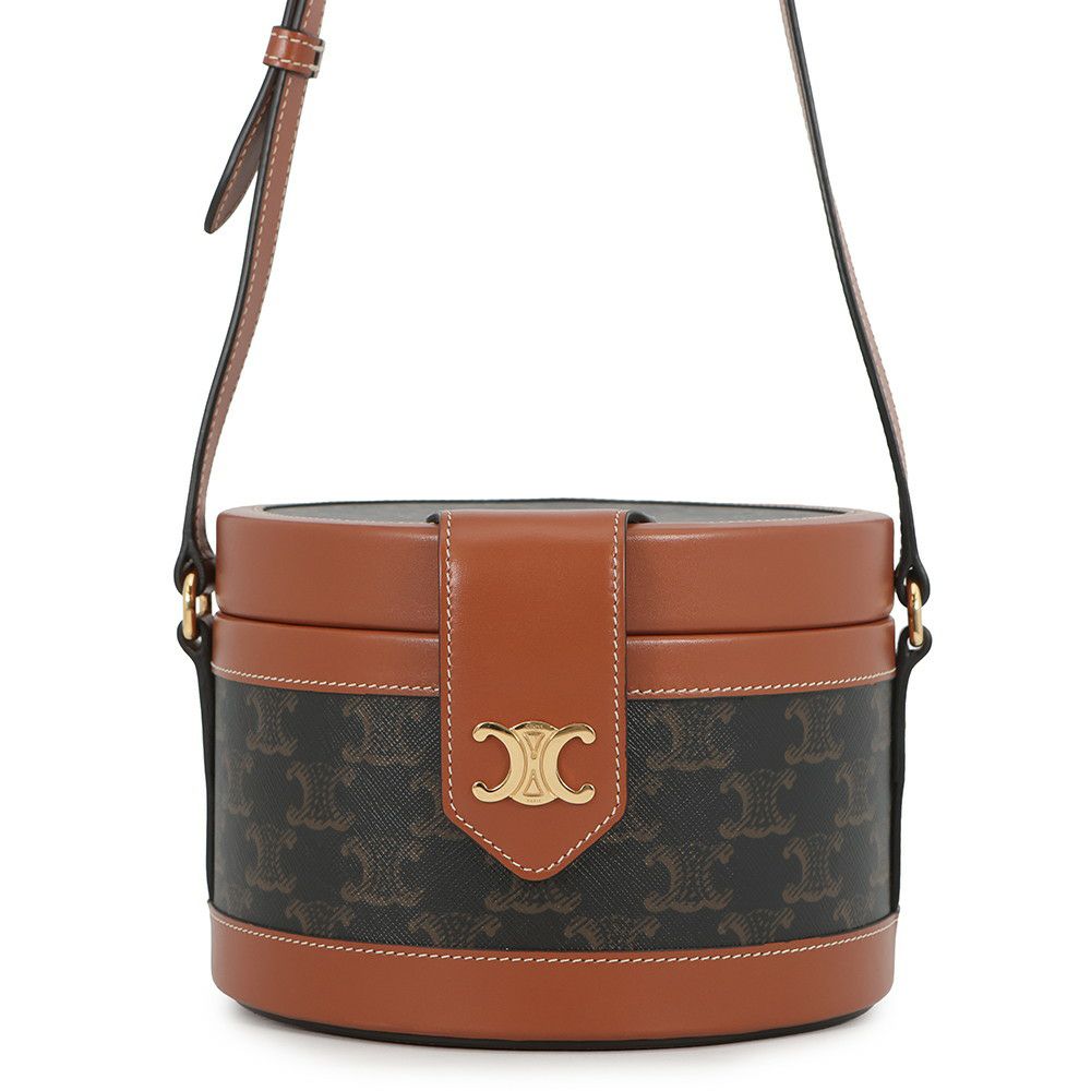 セリーヌ ショルダーバッグ トリオンフ タンブール ミディアム PVC レザー 195192 CELINE ブラウン