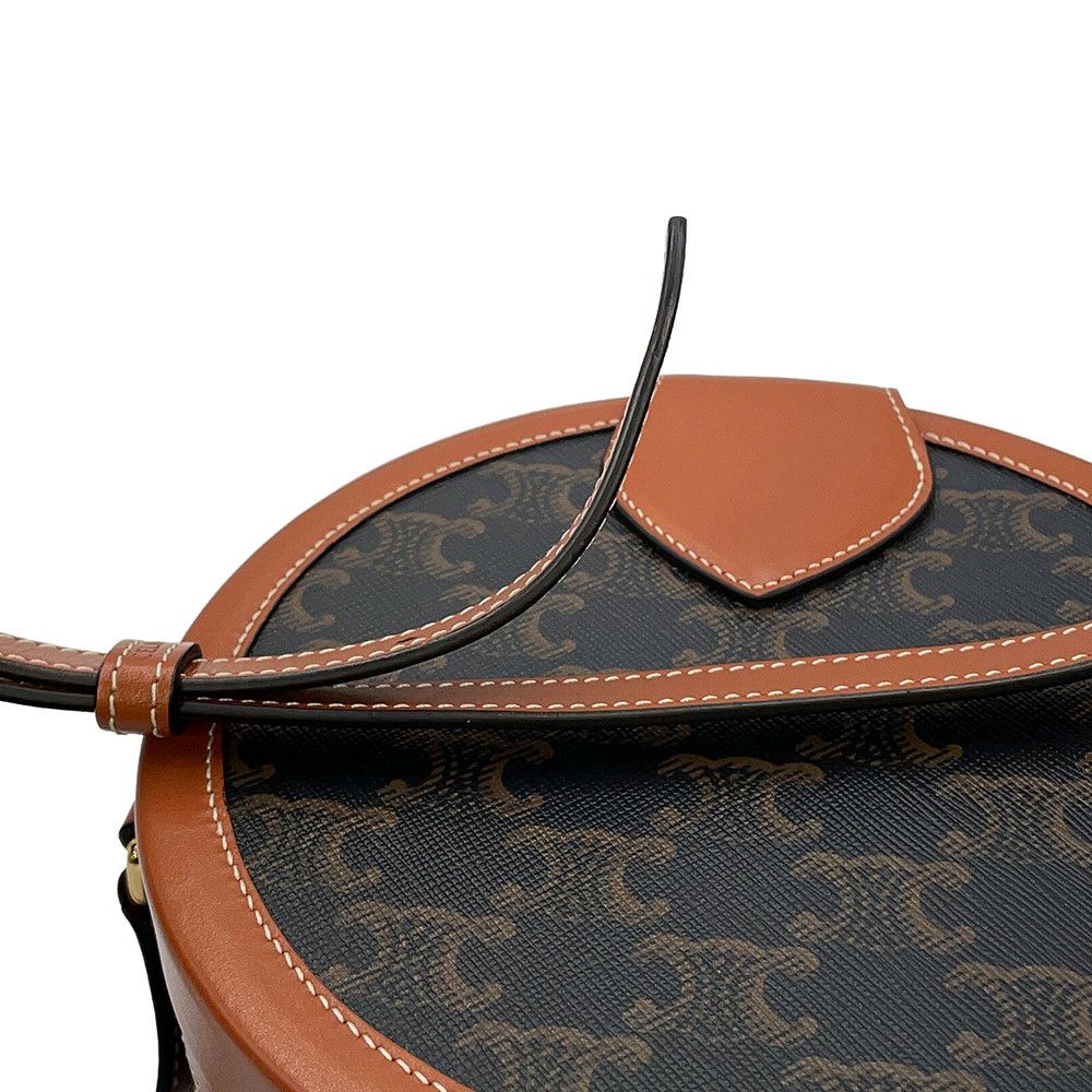 セリーヌ ショルダーバッグ トリオンフ タンブール ミディアム PVC レザー 195192 CELINE ブラウン