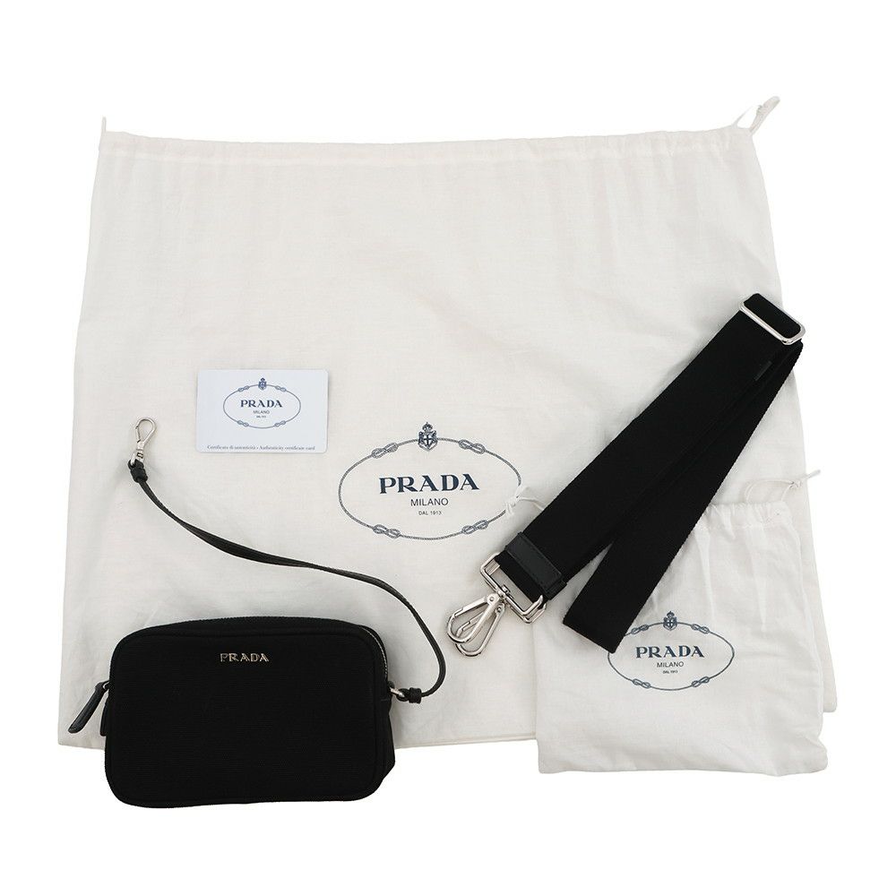 プラダ トートバッグ カナパ CANAPA パンチング キャンバス 1BG439 PRADA 2way 黒