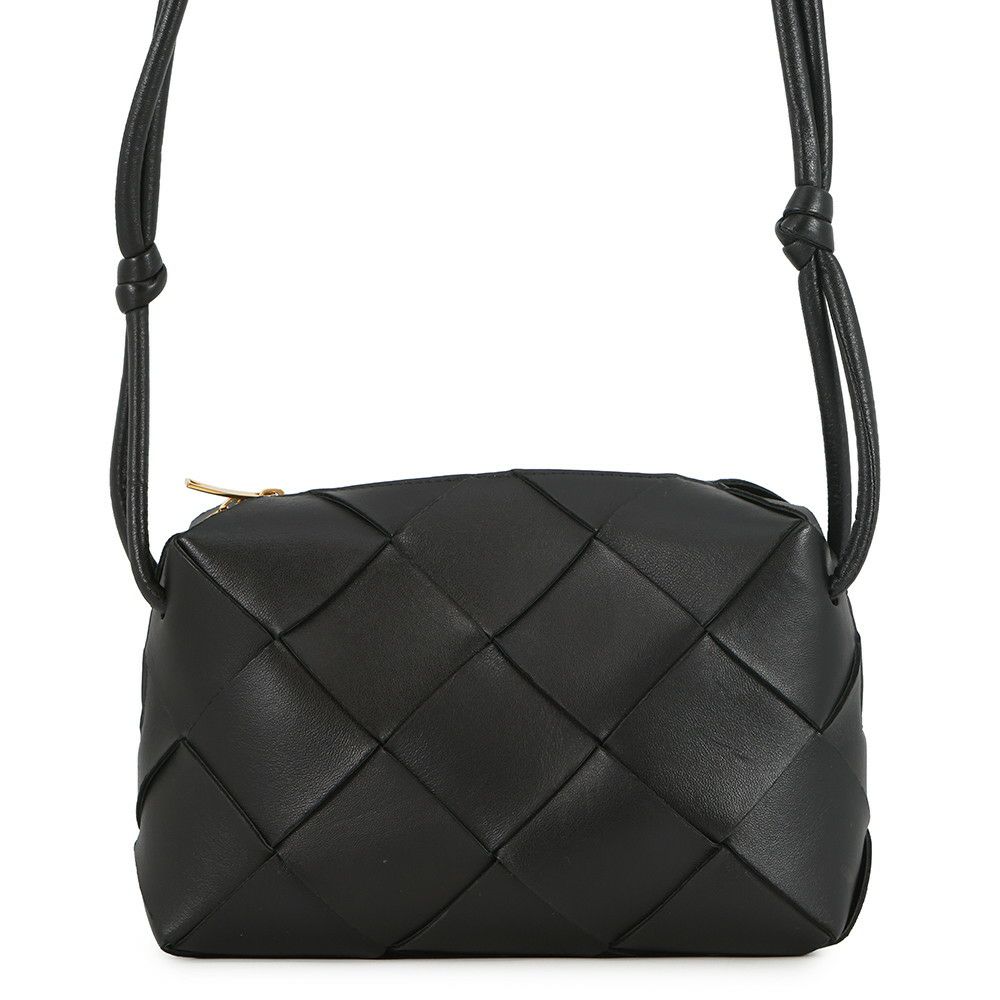 ボッテガヴェネタ ショルダーバッグ イントレチャート スモール カセット ラムスキン 709417 BOTTEGA VENETA 黒