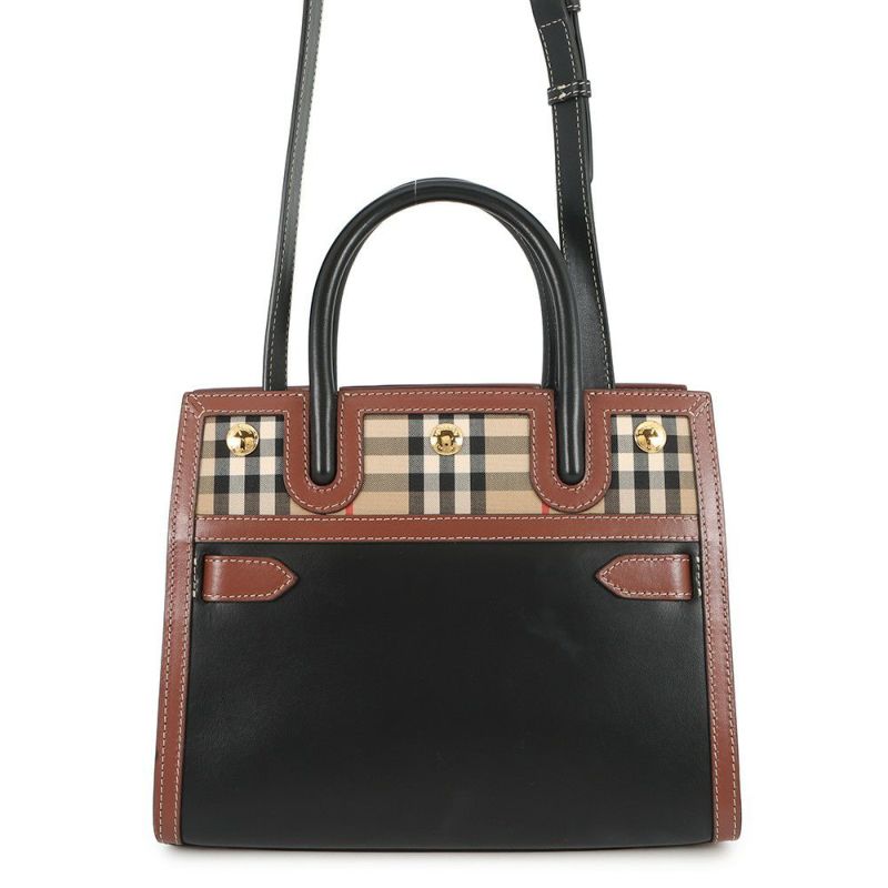 バーバリー ハンドバッグ ヴィンテージチェック ベイビータイトル ダブルハンドル 8025266 BURBERRY 2way 黒