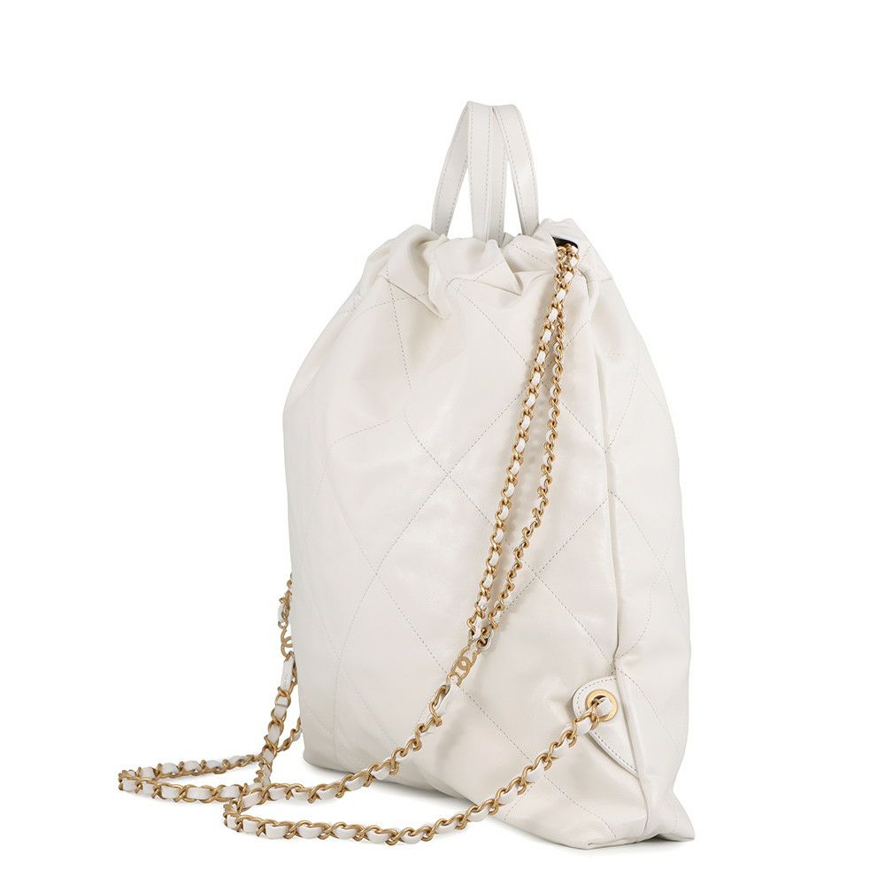 シャネル リュック シャネル22 ラージ レザー AS3313 CHANEL バックパック バッグ 白