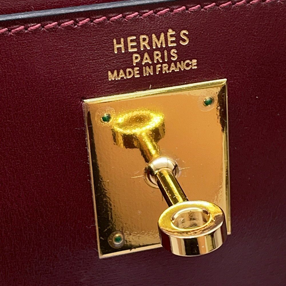 エルメス ハンドバッグ ケリー32 内縫いルージュアッシュ/ゴールド金具 ボックスカーフ □E刻印 ２wayショルダー