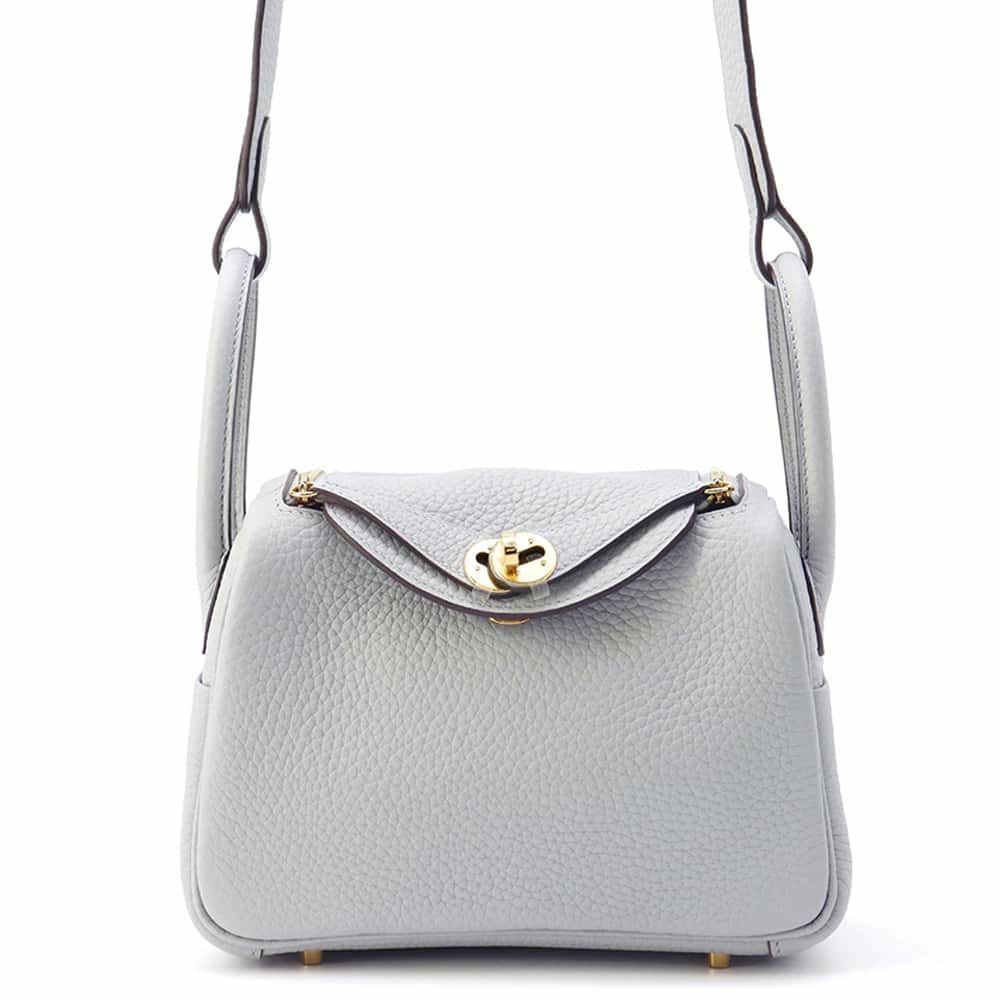 エルメス リンディ ミニ ブルーグラシエ/シルバー金具 トリヨンクレマンス W刻印 2wayショルダー