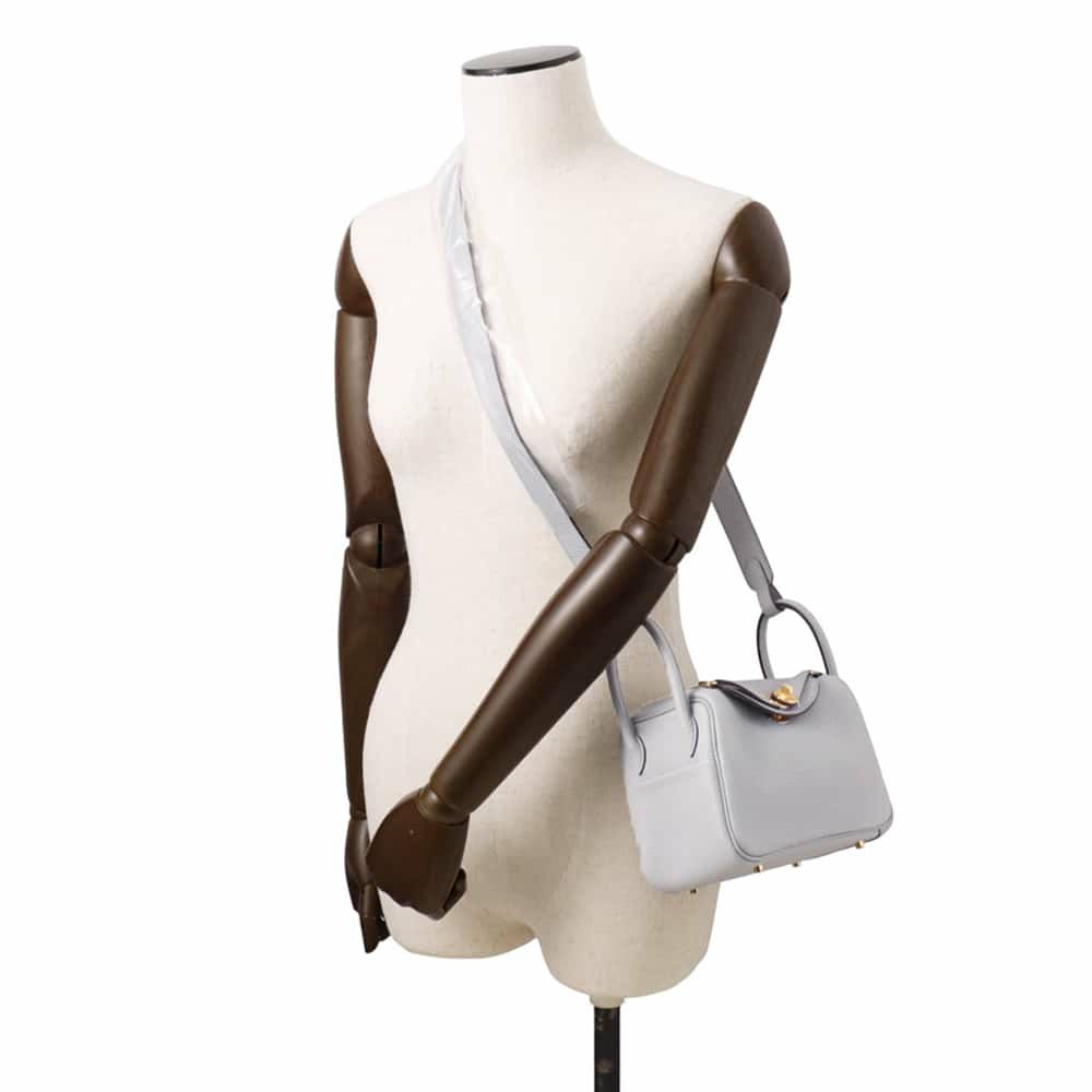 エルメス リンディ ミニ ブルーグラシエ/シルバー金具 トリヨンクレマンス W刻印 2wayショルダー