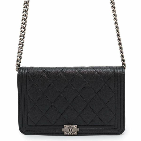 シャネル チェーンウォレット ボーイシャネル マトラッセ ココマーク キャビアスキン AP1117 CHANEL 黒