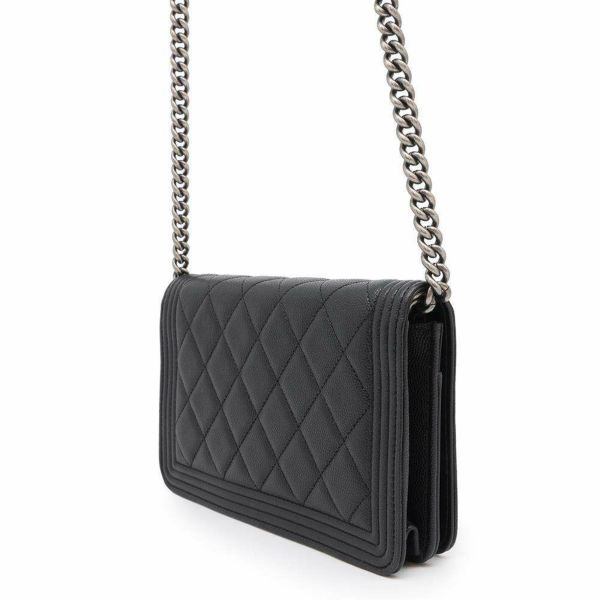 シャネル チェーンウォレット ボーイシャネル マトラッセ ココマーク キャビアスキン AP1117 CHANEL 黒