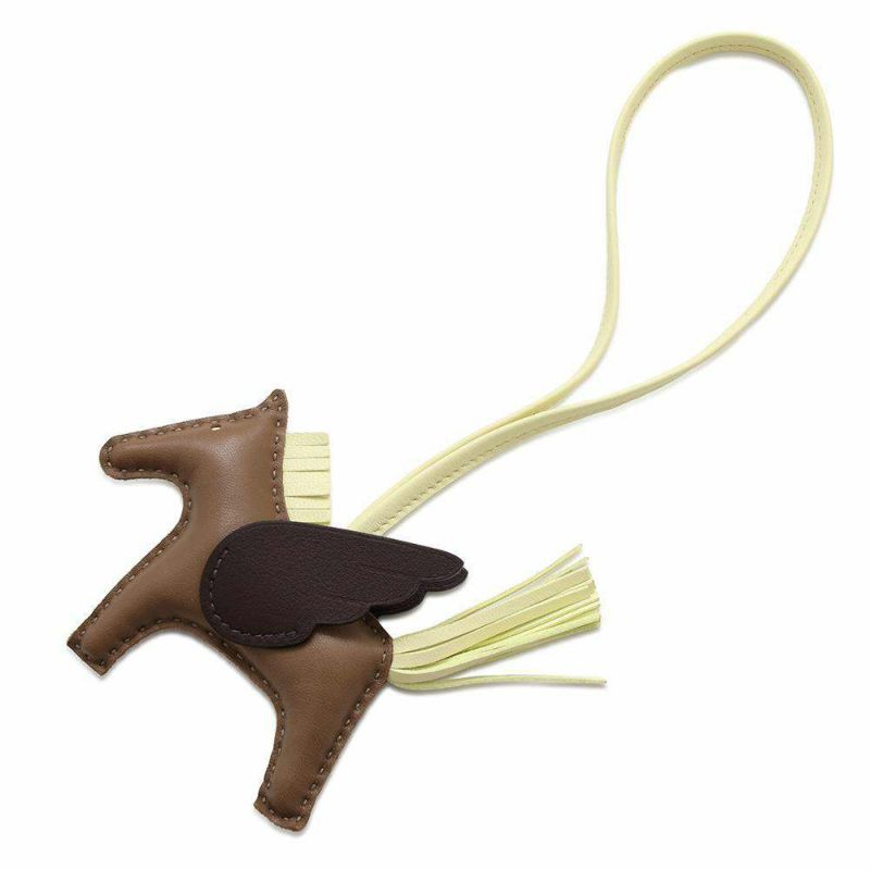 エルメス バッグチャーム ロデオPM ペガサス エトゥープ/ルージュセリエ/ジョーヌミルトン ラムスキン B刻印