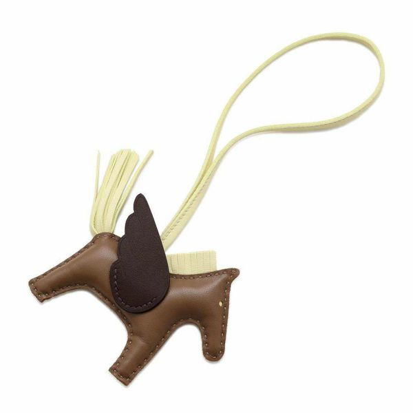 エルメス バッグチャーム ロデオPM ペガサス エトゥープ/ルージュセリエ/ジョーヌミルトン ラムスキン B刻印