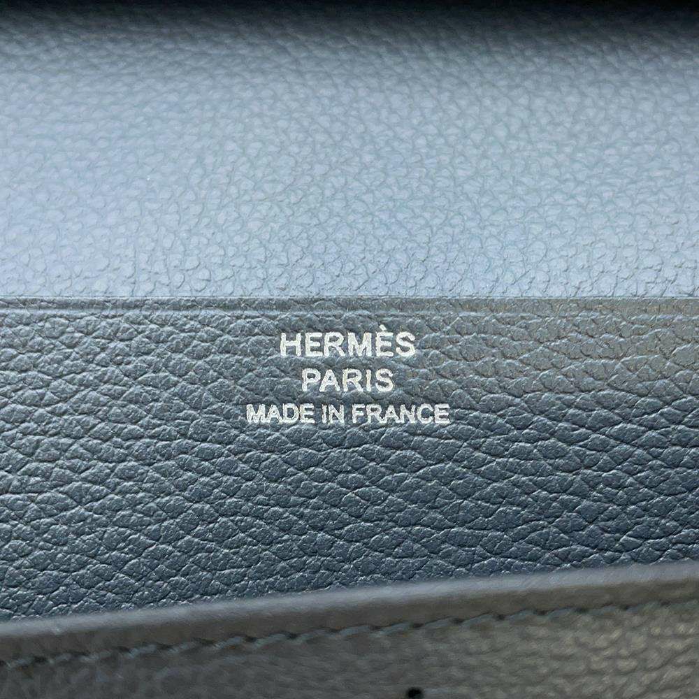 エルメス 二つ折り長財布 シチズンツイル ロング グリミスティ/シルバー金具 エバーカラー W刻印 財布