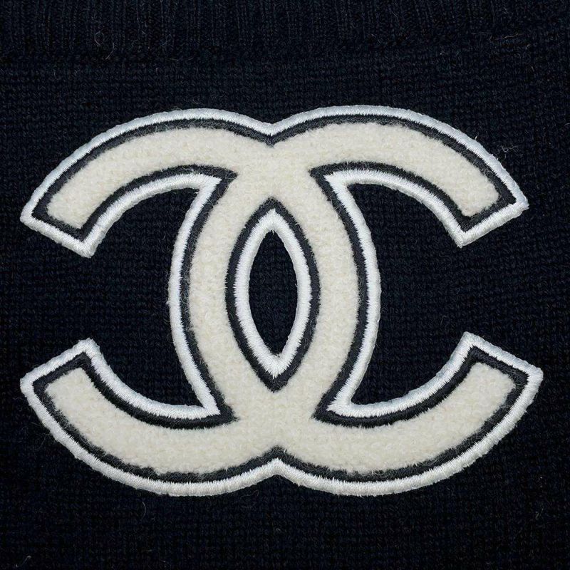 シャネル マフラー ココマーク ポケット付き カシミヤ A52346 CHANEL 黒 白