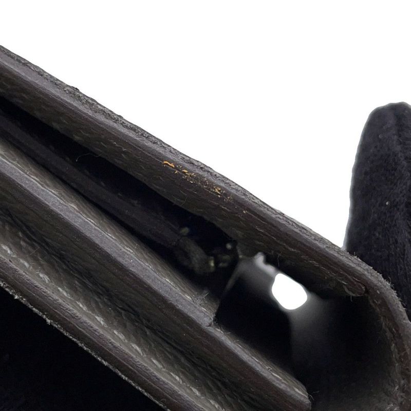 エルメス 二つ折り長財布 シチズンツイル ロング シルクイン グリメイヤー/シルバー金具 エプソン U刻印 メンズ 財布