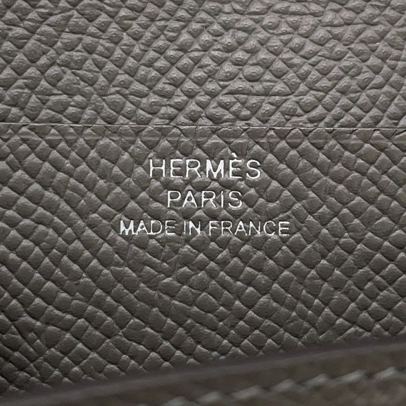 エルメス 二つ折り長財布 シチズンツイル ロング シルクイン グリメイヤー/シルバー金具 エプソン U刻印 メンズ 財布